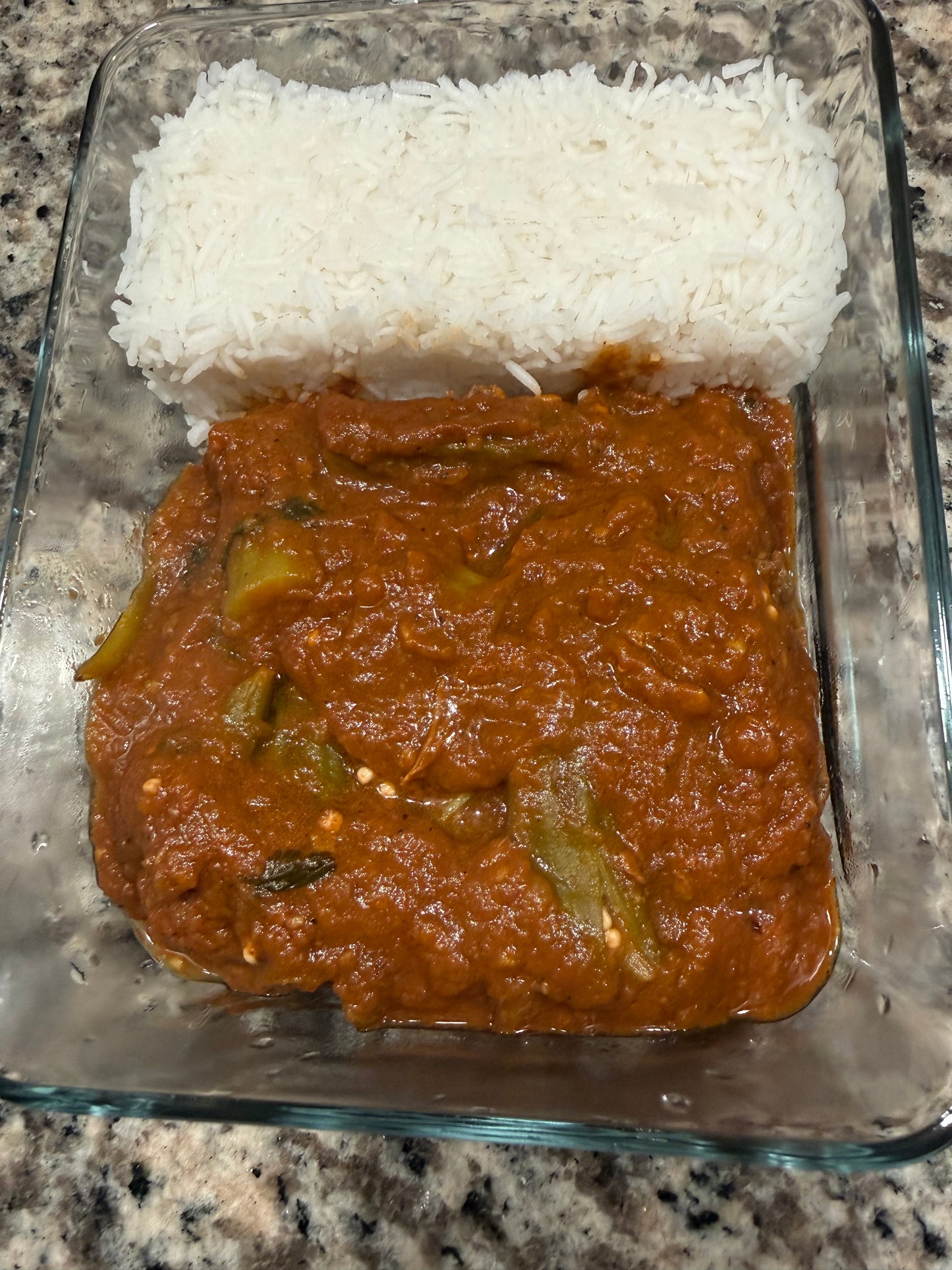 Bamia (Okra with Beef Stew) with Rice